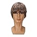 Produktbild ChengBeautiful Perücke Männer Perücke Europäische und amerikanische Art Male Haar Dunkelbraun lockiges Haar Reihenfolge Front Perücke (Color : Brown, Size : One Size)