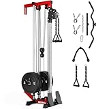 Goimu Wall Mount Cable Station, WM1 Cable Crossover Machine with 17 Positions, High and Low Cable Crossover Machine with Removable Footplate for Garage Home Gym (100LBS Home Gym Package RD)