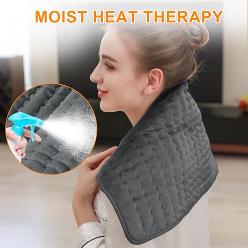 Image of Deepsoon Heating Pad,Electric Heating Pads for Back,Neck,Moist Heating Pad for Abdomen Shoulder Knee Legs,Dry /Moist Heat&Auto Shut Off,Mother's Day Birthday for Men and Women,Dark Gray,24x12 Inch