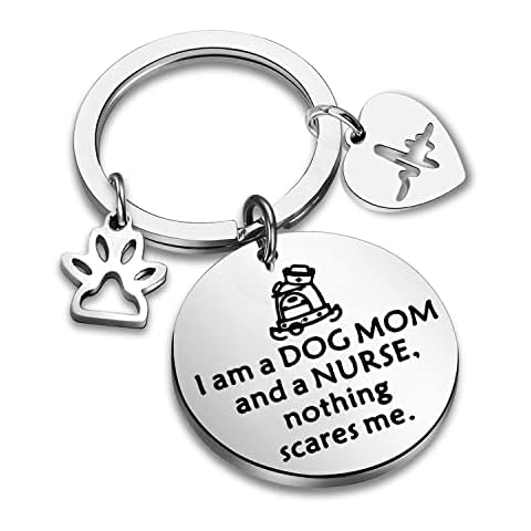 WUSUANED Funny Nurse Gift Dog Mom Gifts I Am A Dog Mom and A Nurse Gifts for Nurse Graduation Giftss for Dog Lover, Dog Mom Nurse Keychain, L Cover