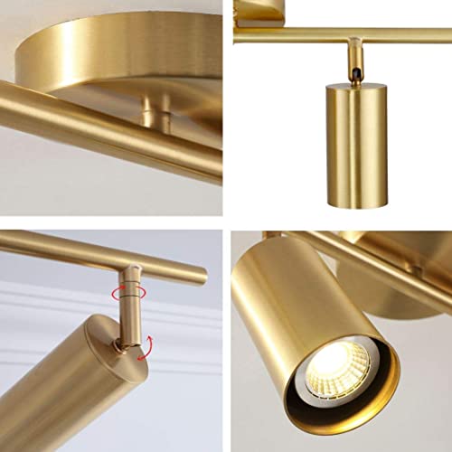Bokt Flush Mount Ceiling Light 4 Heads Golden Brushed Brass Track Lighting Fixture Modern Adjustable Ceiling Spotlight For Bedroom Living Room (4 Lights)… #TOP7