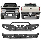 Hooke Road Silverado Front and Rear Bumper Set for 1988-1998 Chevy Silverado C/K 1500 2500 Fleetside Pickup, Offroad Steel Bumper with Winch Mount, Bull Bar