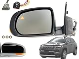 APA Replacement Rear View Mirror Compatible with 2017-2021 COMPASS Compass Power Heated with Turn Signal Light Blind Spot Detection Chrome Trim Driver Side 68365147AA CH1320502