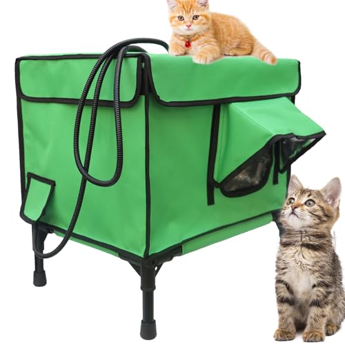 Lit chauffant isolé extérieur pour chat avec coussin thermique hiver