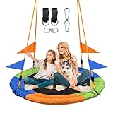 40 Inch Tree Swing for Kids Outdoor，Spider Web Tree Swing,850Lb Weight Capacity,900D Oxford Waterproof with Handles, with 71' Adjustable Hanging Straps，for Backyard, Playground (3 Colors)