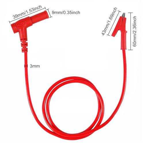 Image of UMLIFE 2Pack Multimeter Test Leads Right Angle Banana Plug to Alligator Clip Heavy Duty Silicone Wire 14 Gauge for Electrical Testing 3 Feet /1m