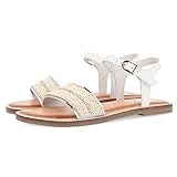 Planta: 100% Piel Sandalias blancas con detalle de cuentas para niña CANAZZI