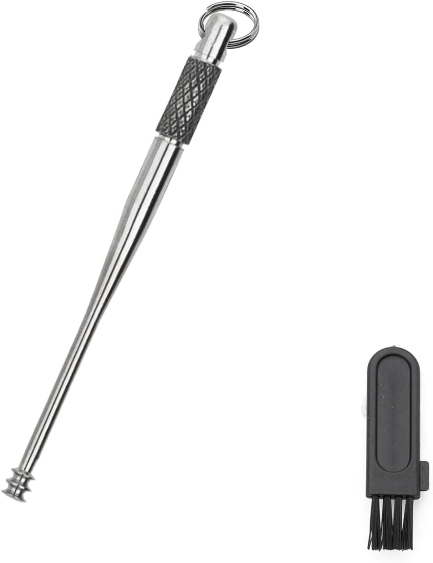 Ear Spoon with Two Ends. Titanium Earwax Spoon with the polishing Surface. Never Rust. One Clean Brush Inside. (Style A)