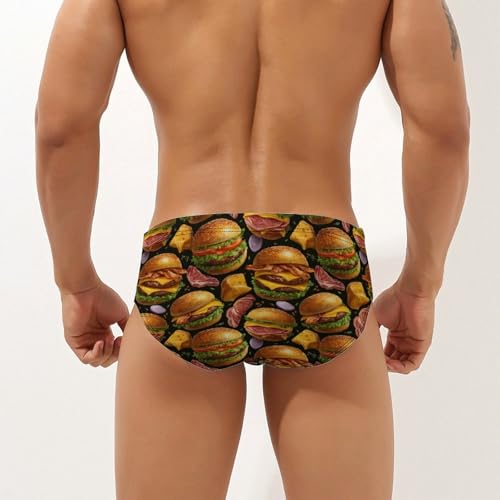 Hamburgers and Meat Men's Swim Briefs Low Waist Bikini Swimsuit Underwear Beach Swimwear2