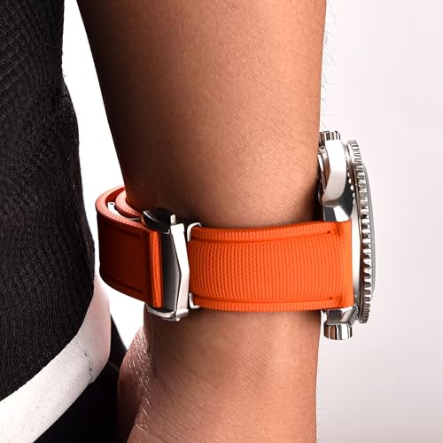 Image of WAMD Vector FKM Rubber Watch Strap 20mm 22mm - No Loop Deployment Clasp - Premium Fluoroelastomer Replacement Band.