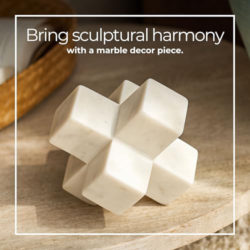 Figura Decorativa Cubo Geométrico de Mármol Blanco 16.5 cm miniatura 4