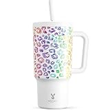 Meoky タンブラー ストロー付き水筒 900ml 大容量 保冷24時間 保温8時間 完全防水 漏れない 蓋付き 持ち運び便利 取っ手付き 車載ホルダー対応 滑り止めベース 直飲み 広口でお掃除簡単 食洗機対応 女の子 男の子 学生 ホームオフィス アウトドア 通学用 (カラーの唇の跡, 900ml)