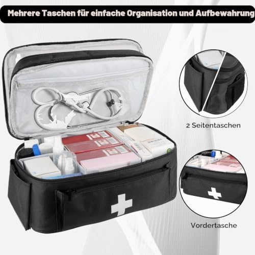 JABNOW Erste Hilfe Tasche Leer, Groß Notfalltasche für Krankenschwester, Häusliche Pflege Medikamenten Tasche… – Ansicht 5