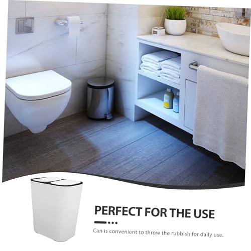 Caneca de basura rectangular blanca para cocina miniatura 4