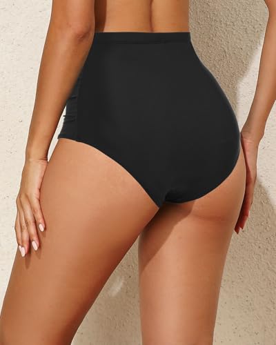 Tempt Me Women's High Waisted Swimsuit Bottom Tummy Control Ruched Bikini Bottom Vintage Swim Bottom Tankini Briefs4