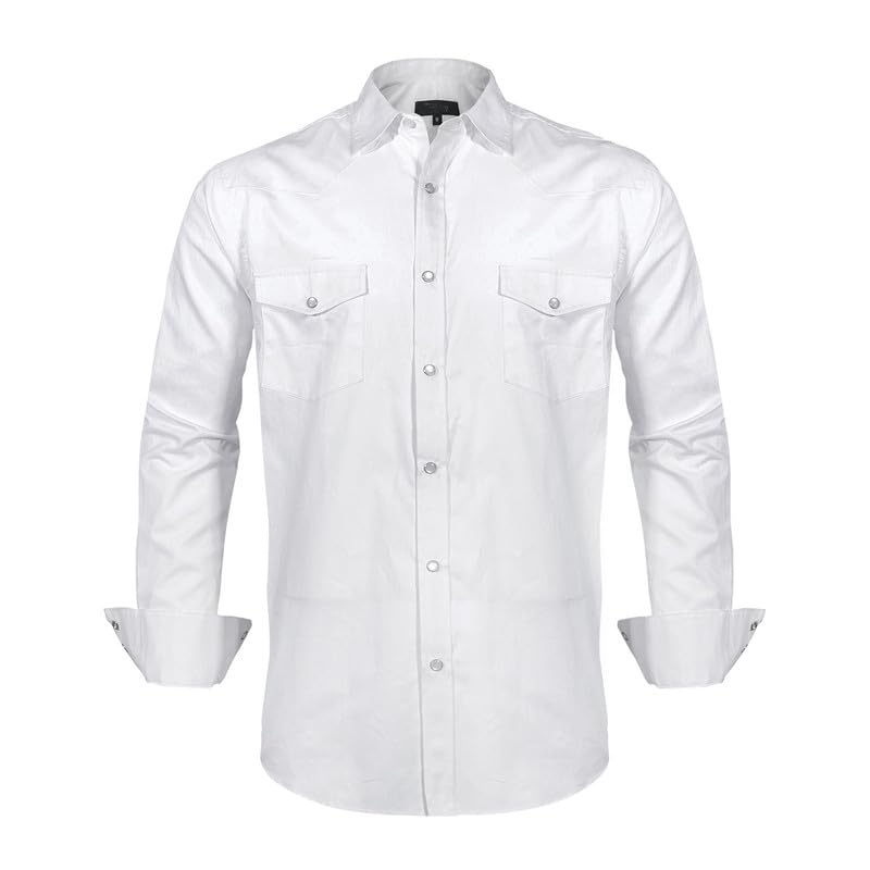 Rankitutu Chemises western pour hommes avec boutons-pression - Coupe regular - Manches longues à carreaux - Décontractées, L