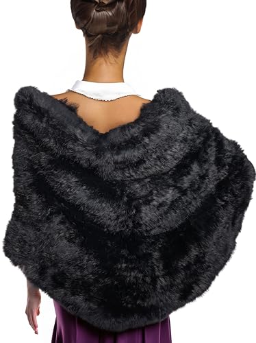 HEIZZI Women’s Fur Shawl Handwoven Real Fur Cape Soft Genuine Fur Wrap Elegant Shrug Exceptionally Perfect for Weddings2