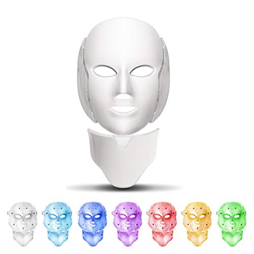Imagen de 7 Color LED Máscara Light Therapy LED Máscara Photon Con Cuello Máscara Facial De Cuello LED EMS Micro Corriente Antiarrugas Anti Acné Rejuvenecimiento De La Piel Máquina De Belleza