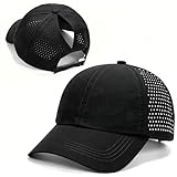 Kanzith Baseball Cap Damen Pferdeschwanz, Basecap Ponytail Mesh Kappe, Schirmmütze für Laufen Outdoor Sommermütze - Schwarz