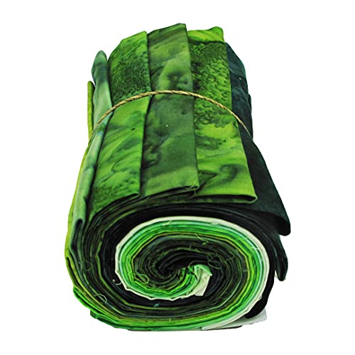 Hoffman Fabrics Hoffman Batik 1895 Watercolor Fat Quarter Bundle 12pcs, Green