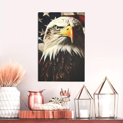 Toile drapeau aigle à tête blanche de vétérans impression HD durable