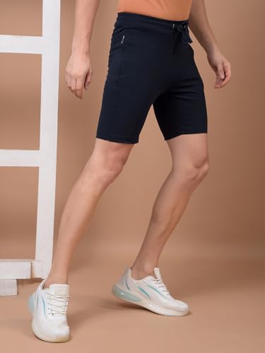 Image of Dollar Cotton Rich Fabric Solid Men's Shorts | Ribbed Waistband with Drawcord | Fashionable Print with Logo Branding | Side Pockets with Zip on one Side | Wide Array of Attractive Colours