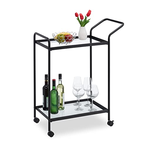 Relaxdays Servierwagen, 2 Ebenen, moderner Küchenrollwagen, HxBxT:...
