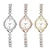 JewelryWe Bling Watches for Women: Ladies Analog Quartz Casual Iced Out Case Crystal Strap Roman Numeral Dial Bracelet Wristwatch Gift