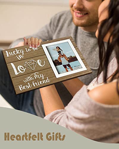 Ylu Yni Gifts For Him/Her, Wooden Picture Frame 4X6 Inch Photo, Anniversary Wedding Photo Frame, Romantic Unique Engagement Gift For Newly Engaged Couples, Gifts For Women, Valentines Day Decor #TOP5