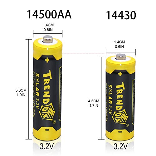 Trendbox 14430 3.2V 450Mah Battery Lifepo4 Rechargeable Solar Batteries For Outdoor Garden Light 12 Pack #TOP5
