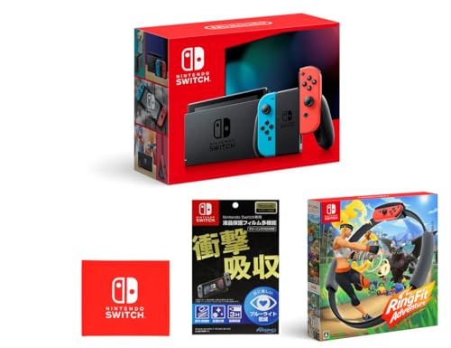 Nintendo Switch �{�� (�j���e���h�[�X�C�b�`) Joy-Con(L) �l�I���u���[/(R) �l�I�����b�h+�y�C�V�����C�Z���X���i�zNintendo Switch��p�t���ی�t�B���� ���@�\+�����O�t�B�b�g �A�h�x���`���[(�yAmazon.c