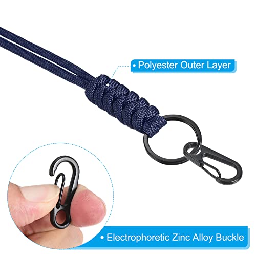 PATIKIL Paracord Lanyard 20 Inch, 2 Pack Necklace Keychain Cord Metal Clasp Hook Ring Strap for Keys Whistle ID Card Badge Holder Blue - Image 4