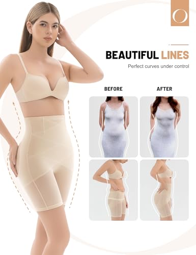 Shapewear for Women Tummy Control, Butt Lifting High Waisted Body Shaper Shorts Under Dresses Thigh Slimmer Beige4
