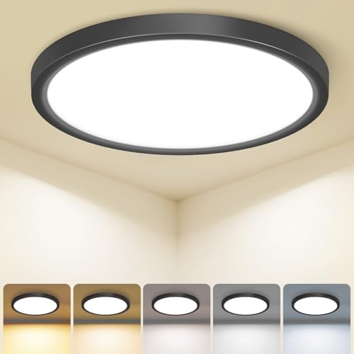 zemty Deckenlampe LED Deckenleuchte Flach, 24W 2400LM 5Farben-2700K/3000K/4000K/5000K/6500K Lampen Decke, Ø30x1.7cm Ultra Dünn Rund Schlafzimmerlampe für Kinderzimmer Küchen Badezimmer