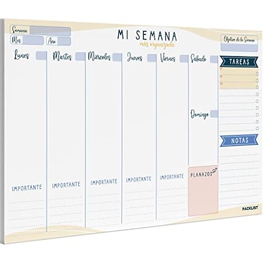 PACKLIST Planificador Semanal A4, para Escritorio - Regalo Original Mi Semana Más Organizada. Agendas, Planificadores y Calendarios Semanales de Diseño | Ya disponible en tu tienda friki favorita! En mundofriki.es! PACKLIST Planificador Semanal A4, para Escritorio - Regalo Original Mi Semana Más Organizada. Agendas, Planificadores y Calendarios Semanales de Diseño | Ya disponible en tu tienda friki favorita! En mundofriki.es!