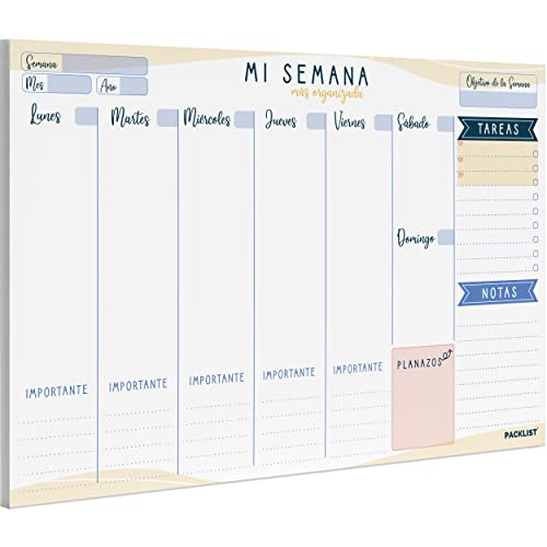 PACKLIST Planificador Semanal A4, para Escritorio - Regalo