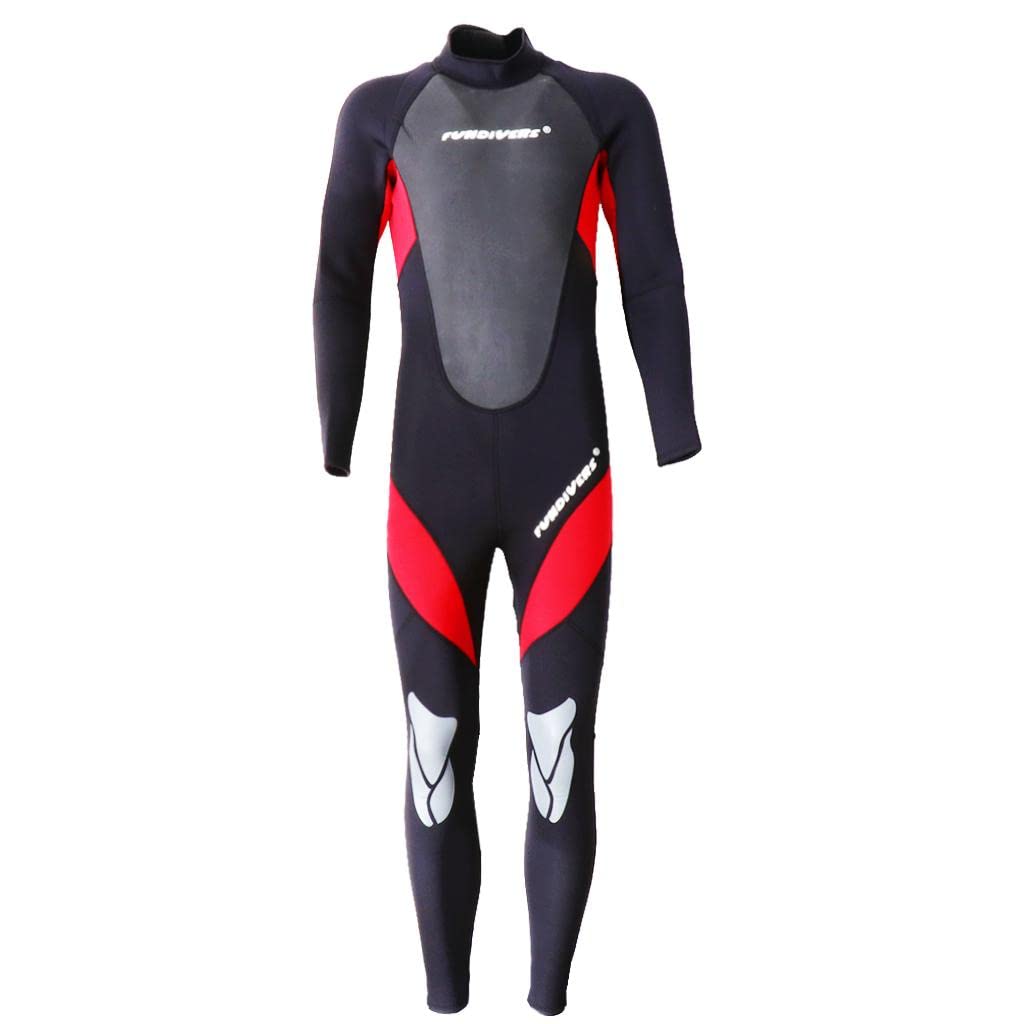 ELBME® 3Mm Neoprene Men Wetsuit Full Body Suit for Scuba Diving Swimming Red XL-image-7