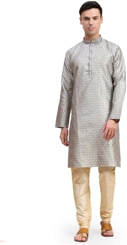 SKAVIJ Heren Etnische Kurta Pyjama Borduurwerk 2-Delige Set SKAVIJ Heren Etnische Kurta Pyjama Borduurwerk 2-Delige Set