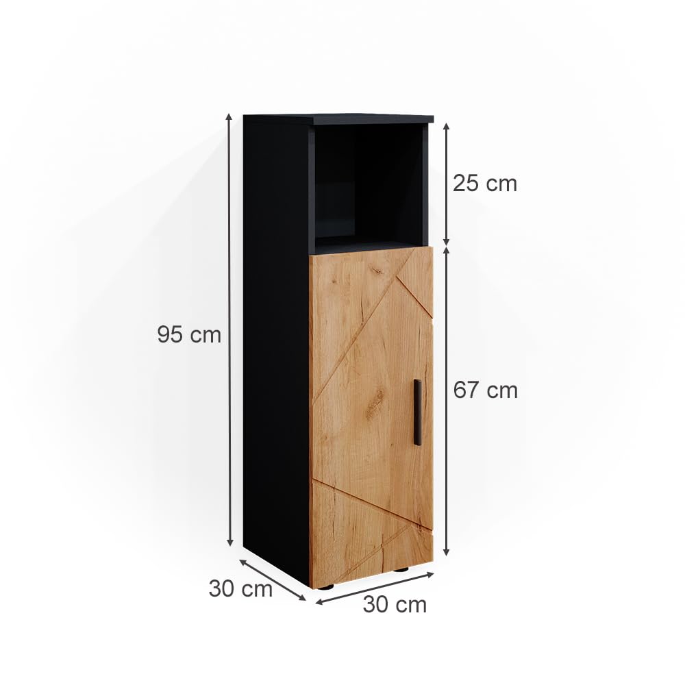 Vicco Meuble Salle de Bain Irma, Chêne doré/Anthracite, 30x95cm