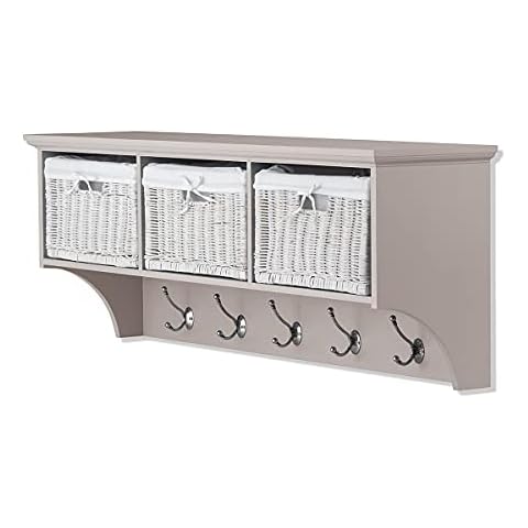Tetbury Large Truffle Hanging shelf with 3 white wicker baskets Cover