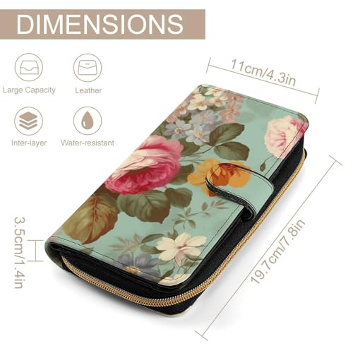 Vintage Floral Flowers Wallet Multifunctional Wallets for Men Compact Wallet Purse Passport Bag2