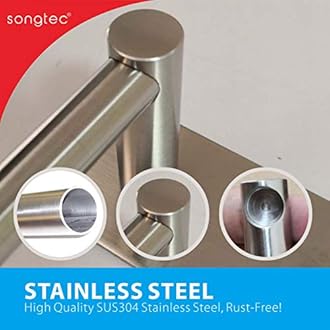 Songtec Adhesive Towel Bar 12inch Brushed, Stick On Bath Towel Rack Easy Install, NO Drilling on Walls, Premium SUS304 Stainless Steel - Brushed