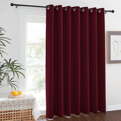 NICETOWN Blackout Room Divider Curtains 84 inch Length, Grommet Energy Saving Thermal Drapes Sound Reducing Window Treatments for Living Room/Bedroom, W100 x L84, 1 Panel, Wine Red