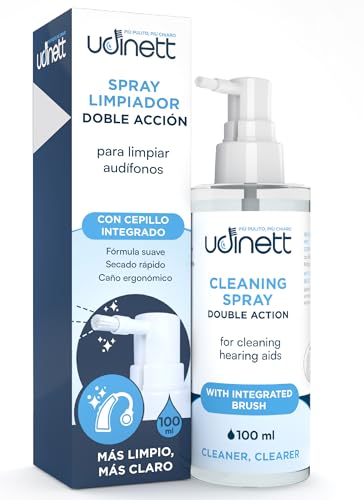 Limpiador de Audífonos en Aerosol Cepillo Integrado - Udinett 100ml Fórmula Sin Alcohol para Limpiar Auriculares Bluetooth Secado Rápido Elimina la Cera y la Suciedad