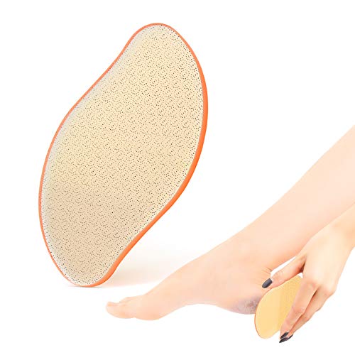 BEZOX Lime à pied en verre pour enlever les callosités, lime à talon en cristal pour pieds secs et mouillés, outil de pédicure portable à la taille de la main – Orange