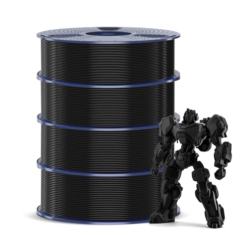 SUNLU 4KG PETG Filament 1 75 mm 3D Druckerfilament Bundle Verbesserte Zähigkeit hohe Schlagfestigkeit für die Meisten FDM 3D Drucker 1kg pro Spule 4 Rollen Schwarz