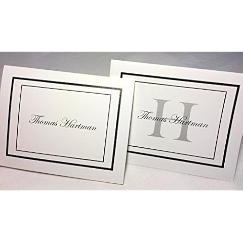 Pen & Pad Stationers Personalized Note Cards w Matching Envelopes. Set of 20 Folding Cards. Quality Linen Textured Cardstock. Blank Inside. Optn'l Return Address Labels Cover