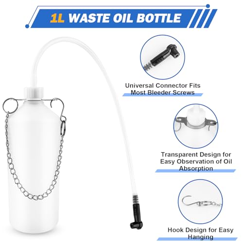 Aikyciu 3L Manual Brake Bleeder Kit, One Person Brake Fluid Bleeding Vacuum Pump with 1L Catch Bottle and 4 Master Cylinder Adapters for Brake & Clutch System, Suitable for Most Vehicles