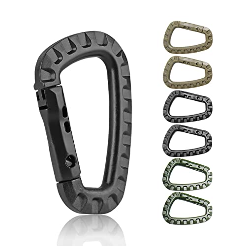 Image of Tactical Gear Clips Plastic Carabiner Keychain Clip D-Rings Spring Snap Hook for Backpack, Molle System, Bag, Key Chain