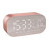  TOOGOO S2 Bluetooth Wireless Mini Alarm Spiegel kleine Stereo Computer Auto Subwoofer kreative Nacht Lautsprecher Rosegold